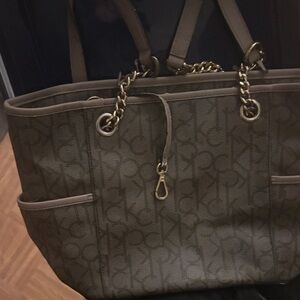Calvin Klein Dark Brown Monogram Tote